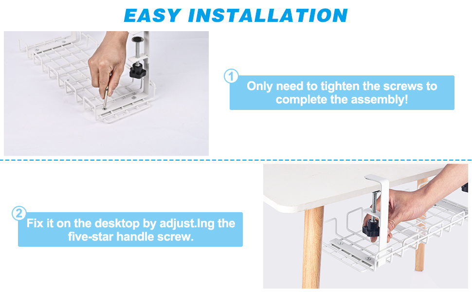 Home Office Desk Mount Cable Management Tray Non-folding Rack Storage Holders Racks