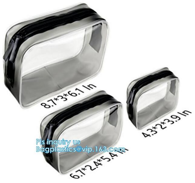 cusotm logo rope handle clear pvc bag with zipper, handle transparent cosmetic bag, Zip lockkk Make Up Travel Bag, Organize