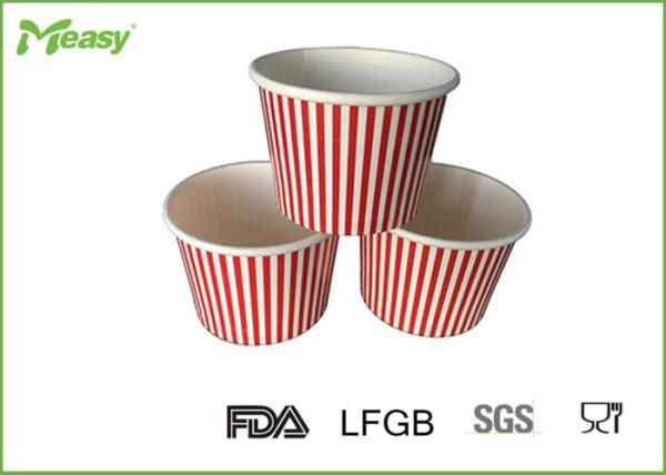 150ml Red Stripe Ice Cream Paper Cups For Children Party , SGS LFGB certificatio