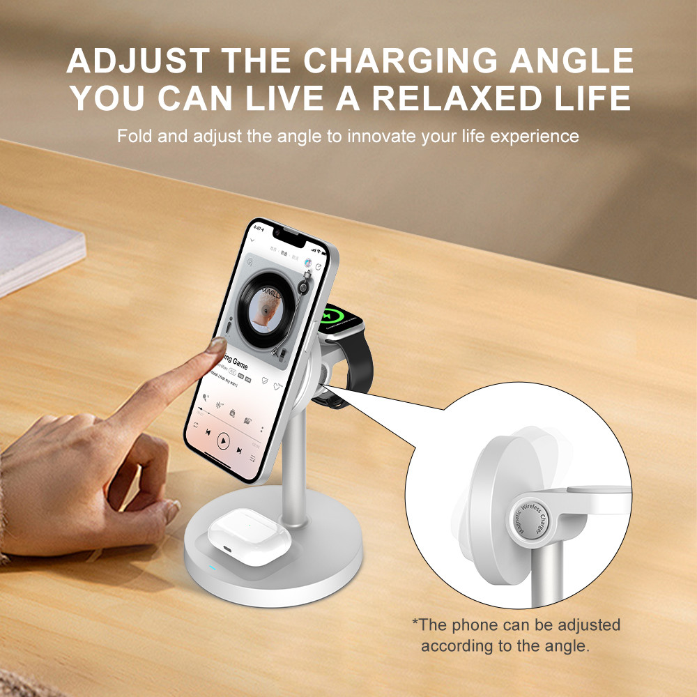 S11 3 in 1 Magnetic Wireless Charging Stand Durable ABS PC Material