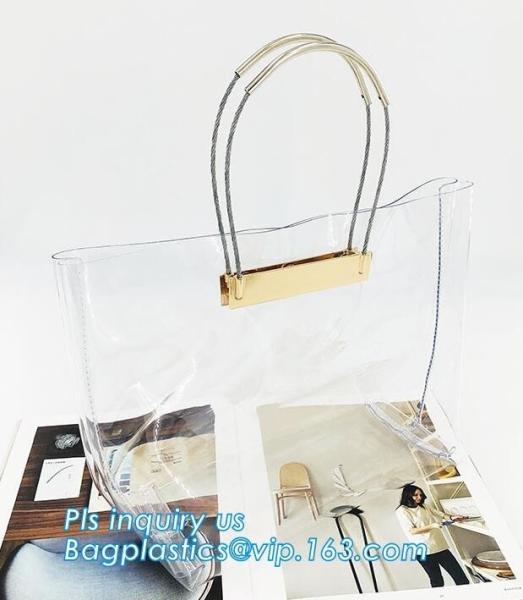 vinyl tote bags transparent pvc handbag, Fashion pvc beach bag summer handbag