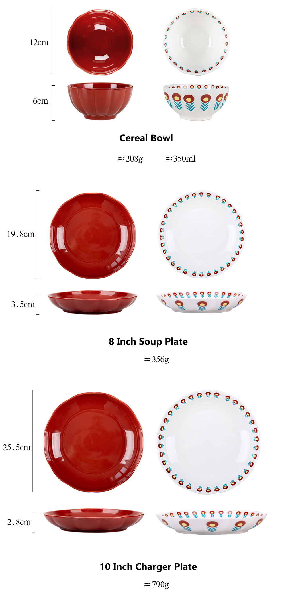 Ceramic Nordic Style Luxury Tableware Porcelain Plant Pattern Dinnerware For 8 People