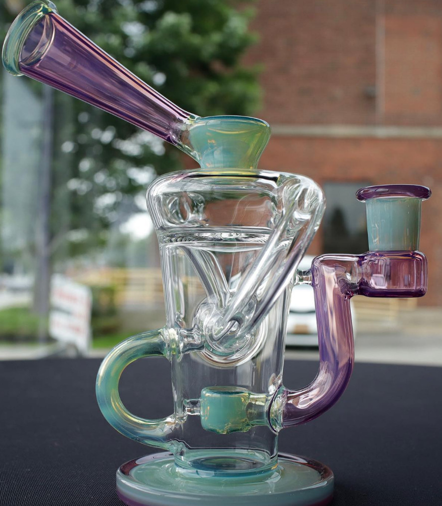 9inch Recycler Funnel Bubblers Glass Smoking Water Pipe Customizable Logo