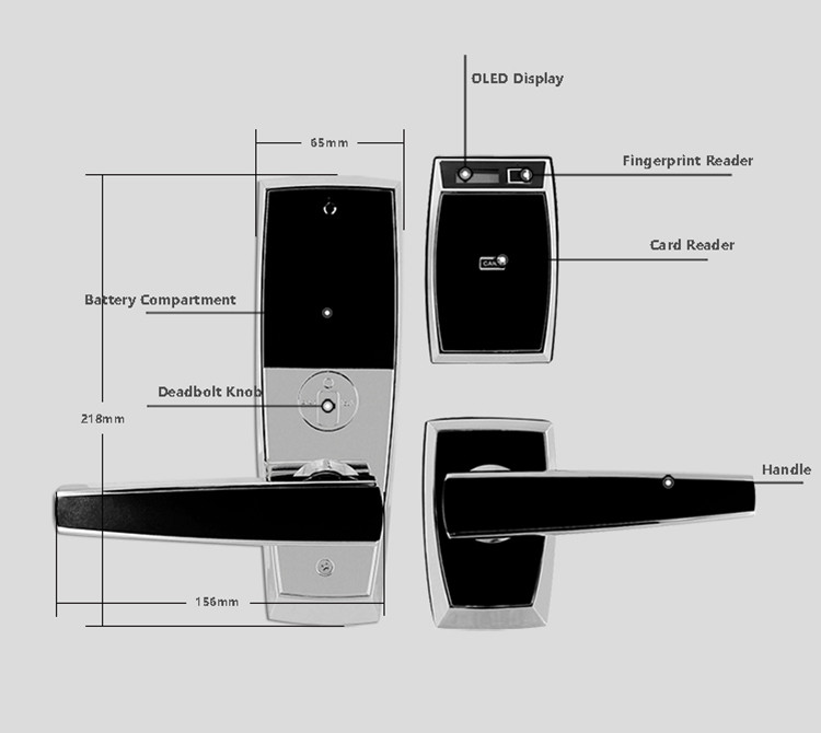 Split Type Fingerprint Scanner Lock , Password Touch Screen Door Lock