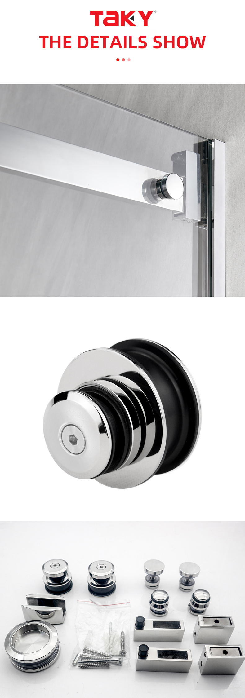 Durable SS304 Sliding Kits Shower Room Highly Resistant to Corrosion Glass Door System