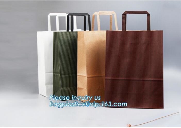Flower carrier bag with different color customized pot plants kraft paper bag with handle,stamping logo fancy paper flow
