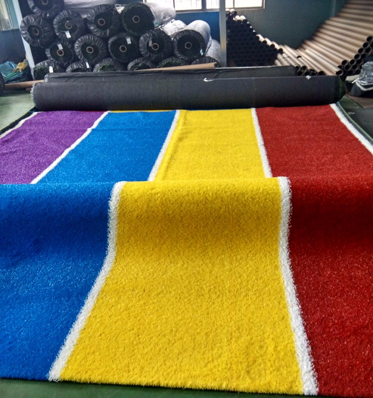 Soft Safe Harmless Colorful Artificial Grass / Blue Fake Grass Synthetic Lawn