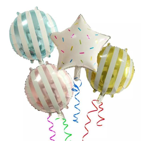 Round Stripe Pattern Foil Helium Mylar Balloon 18inch for Tik Tok Party