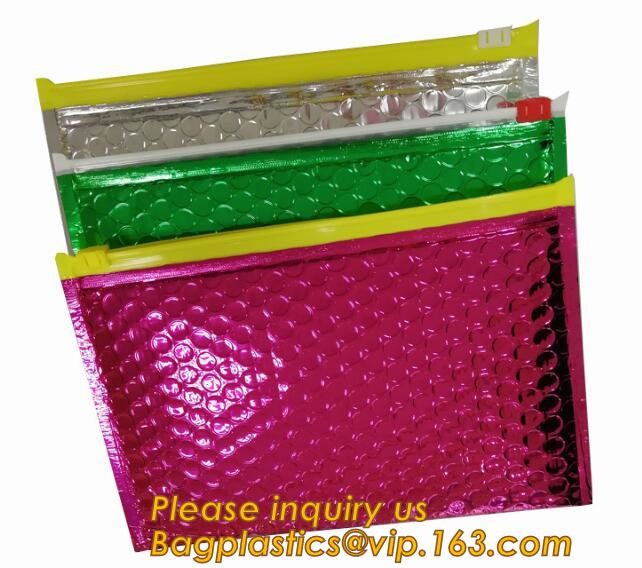 air mail metallic holographi rose gold bubble padded mailer / Zip lockkk bubble bag/ slider bubble bag,Holographic Factory