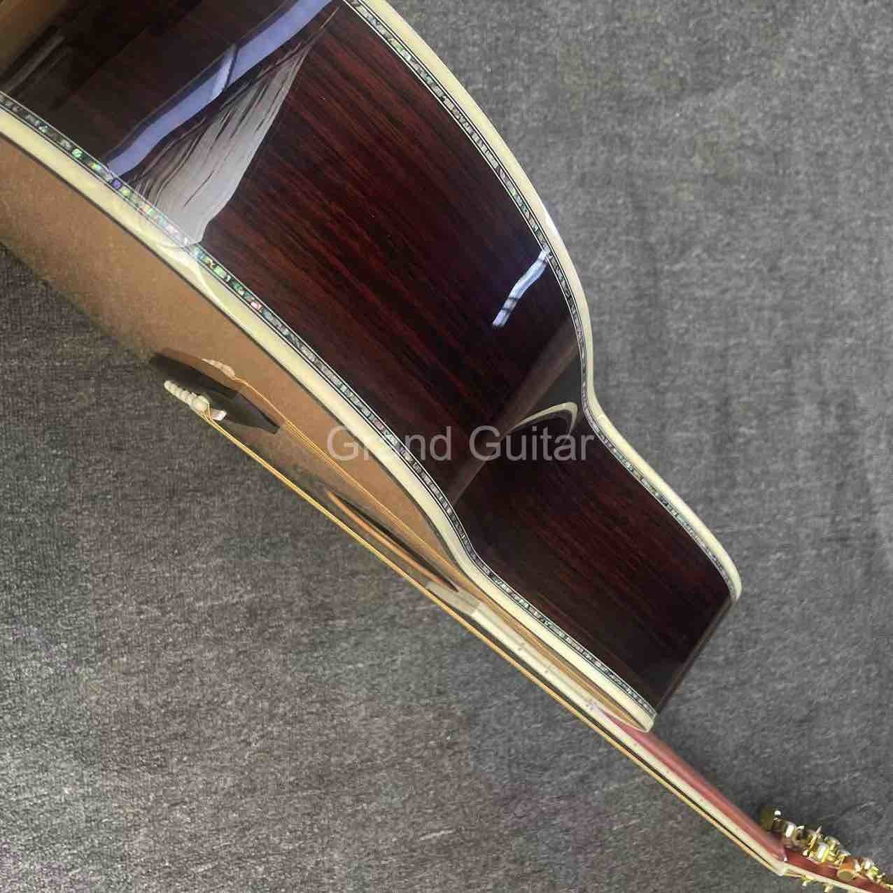 Custom 39 Inch OOO Body Solid Spruce Wood Top Abalone Binding Acoustic Guitar