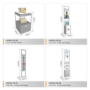 Store Rack Grey Wooden Corner Cabinet With Led Lights For Multi-Functional Shop
