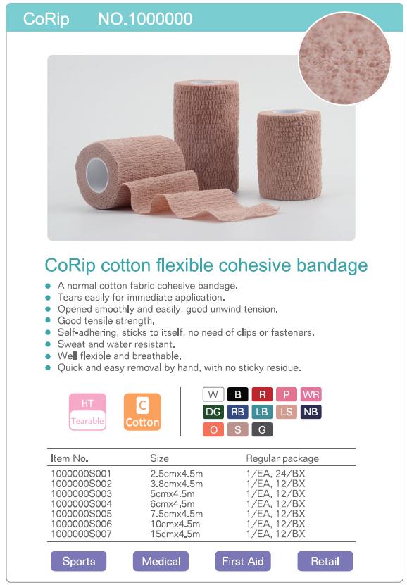 CE Class I Cotton Flexible Disposable Cohesive Bandage Wrap for Sports, Hand & Leg Guard