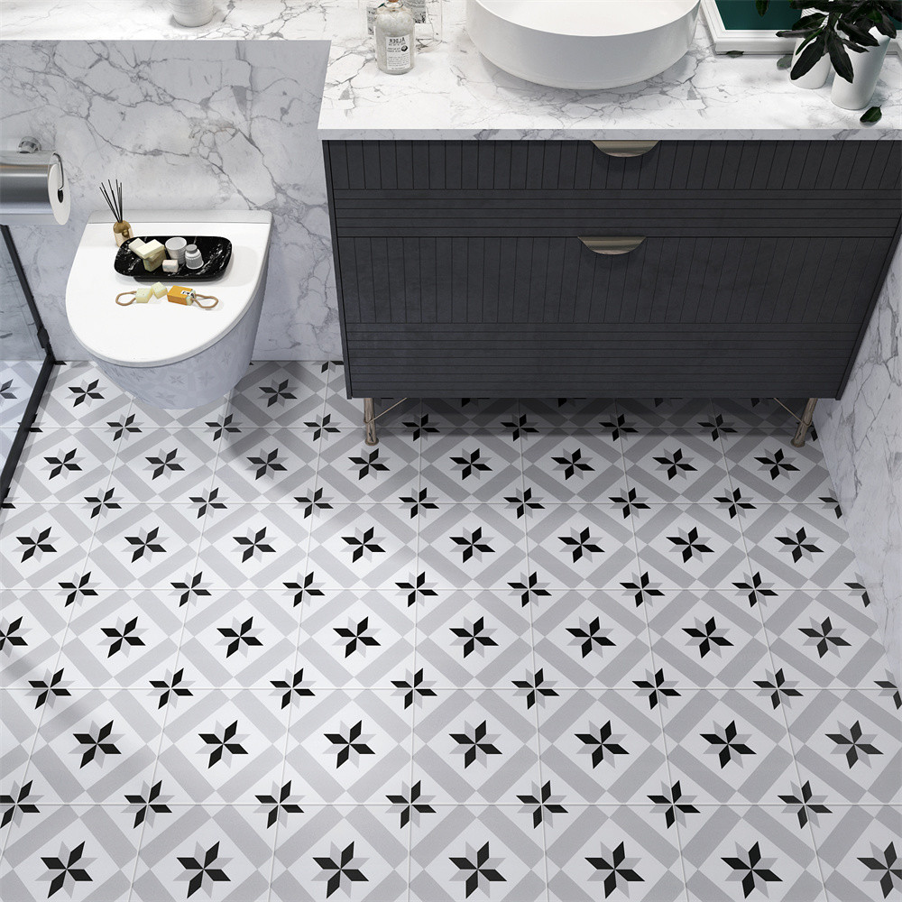 Gray And Black 200x200mm Decorative Indoor Wall Ceramic Rustic Tiles For Living Room And Bedroom