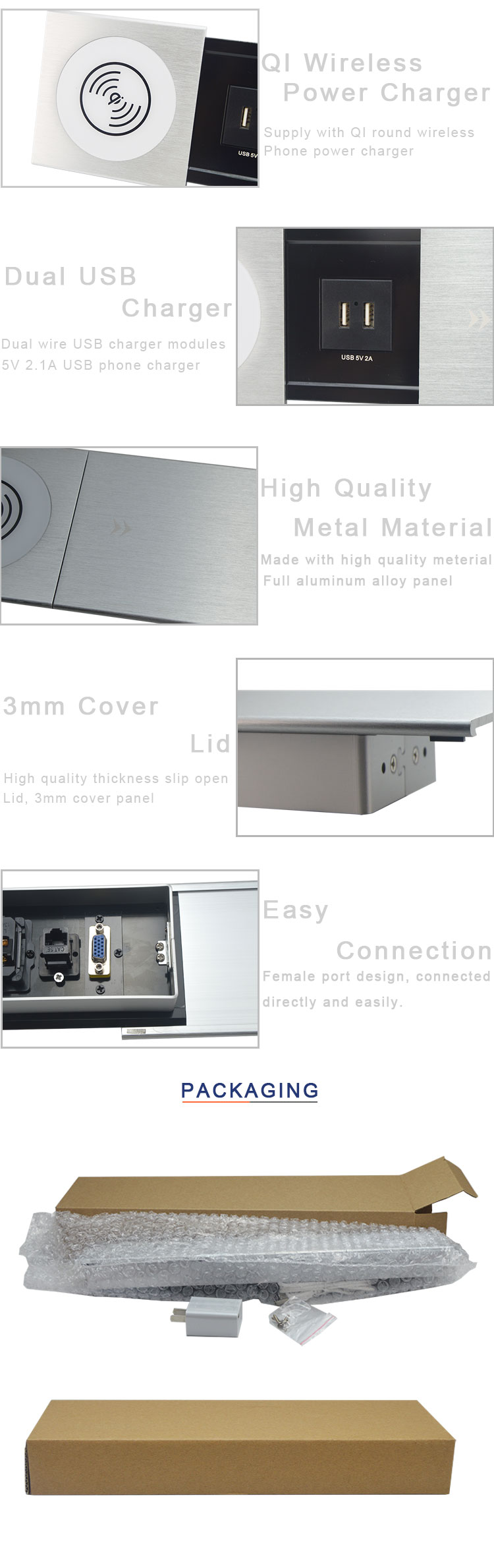 Smart built in table universal power socket with smart plug