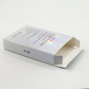 China White Cardboard Holographic Film Paper Cosmetic Box Packaging CMYK Custom Logo on sale