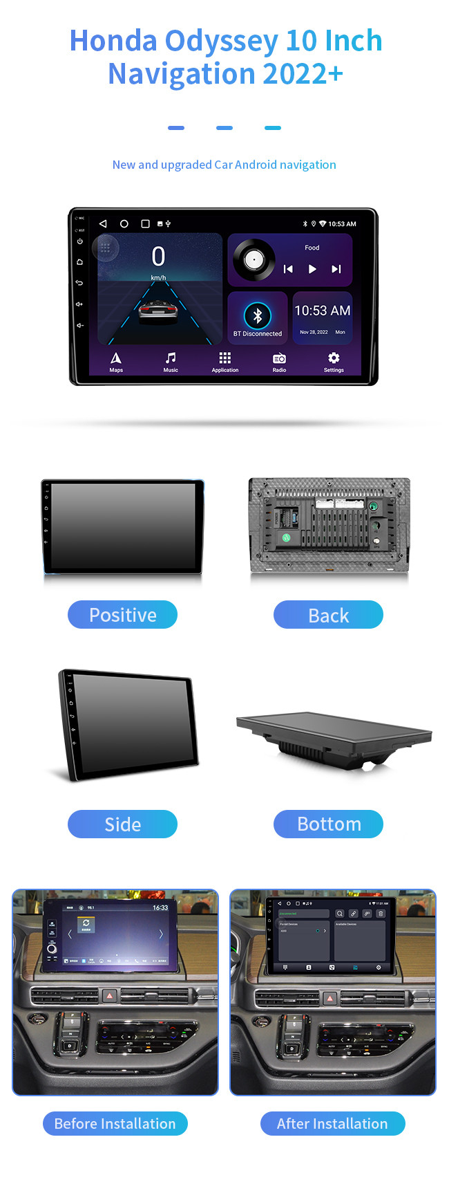 4-Core For Honda Odyssey 2022+ Hd Night Vision Car Computer Bluetooth Car Navigation