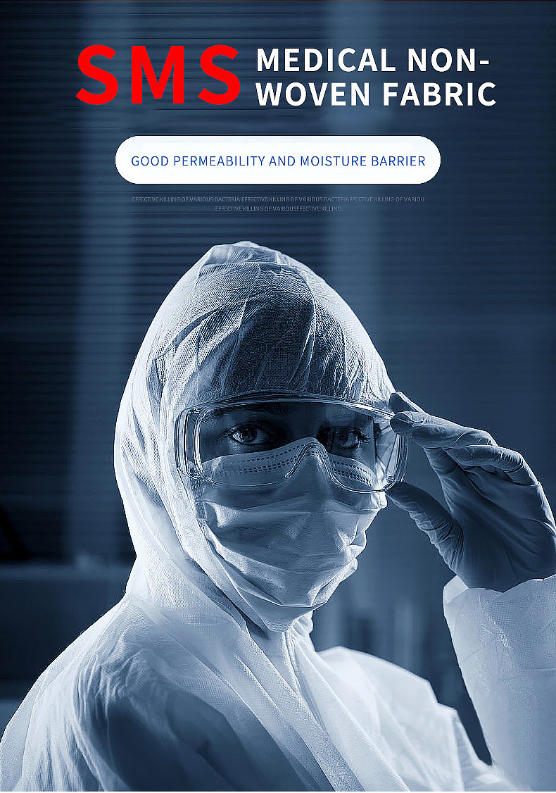 Hospital 50 Gsm Disposable Non Woven Coverall antistatic Disposable PPE Suit