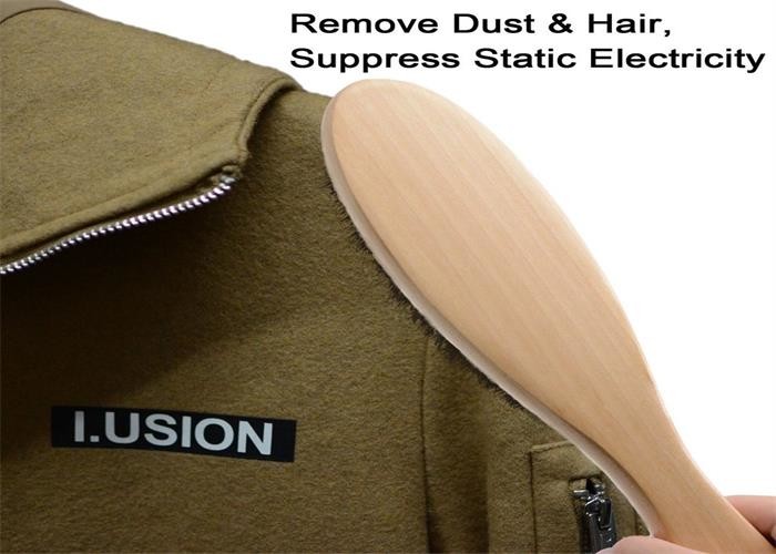 Soft Horse Hair Shoe Brush With Handle For Dust Pet Hair Static