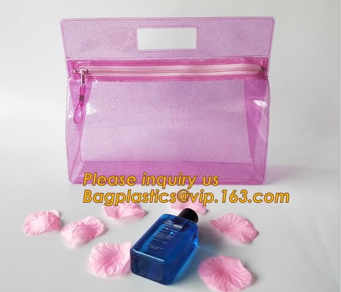 Plastic Bag OEM Custom PVC Loop Handle Image Printed Plastic Shopping Bag,Promotional Clear Waterproof Plastic Cosmetic