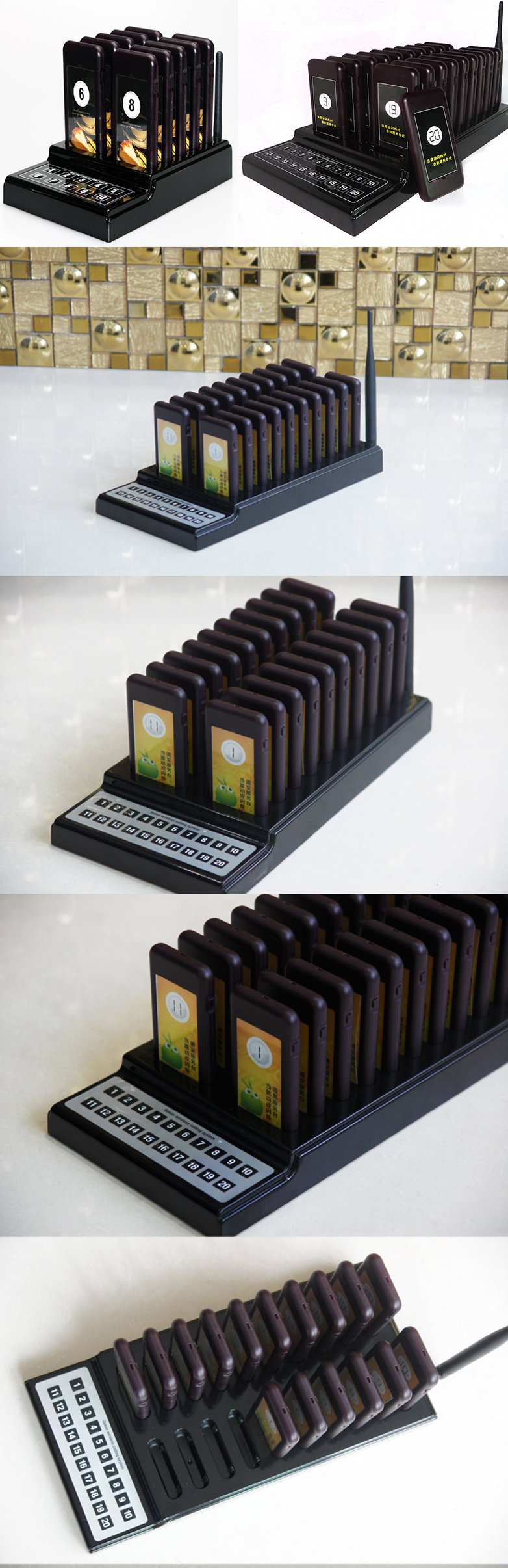 433.92MHZ long range Wireless coaster pager system with 10 pagers for restaurant,cafe,bar and so on