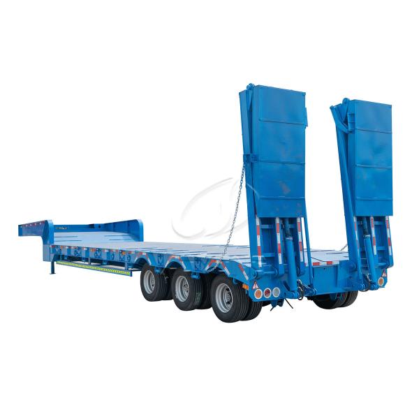 Low Bed Trailers Semi Truck Trailer 60 Ton Lowboy Trailer 3 Axles Excavator