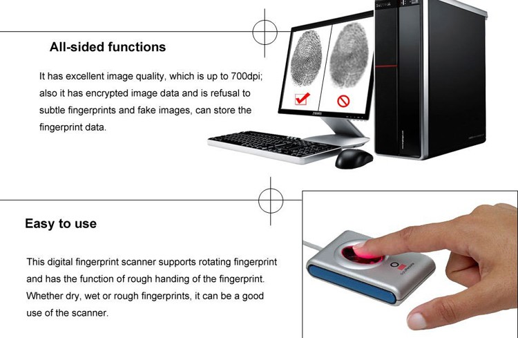 Original Small Biometric Fingerprint Scanner , 4000B Biometric Thumbprint Scanner