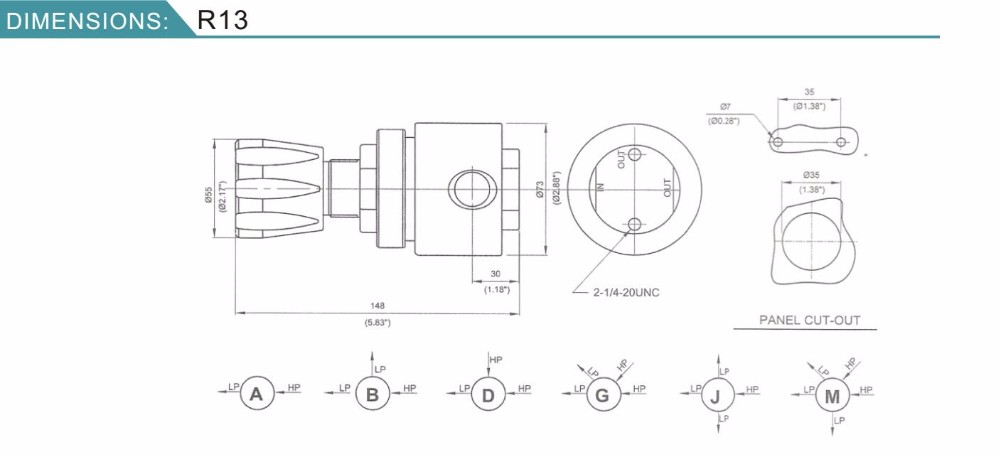Low pressure 60bar single stage nitrogen gas cylinder pressure regulator
