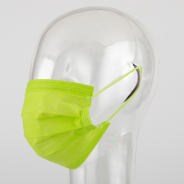 Disposable Medical / Surgical Face Mask Respirator Fresh Green Cotton Ear Loops 4-ply Fully Colore Hospital Dental Daily Use