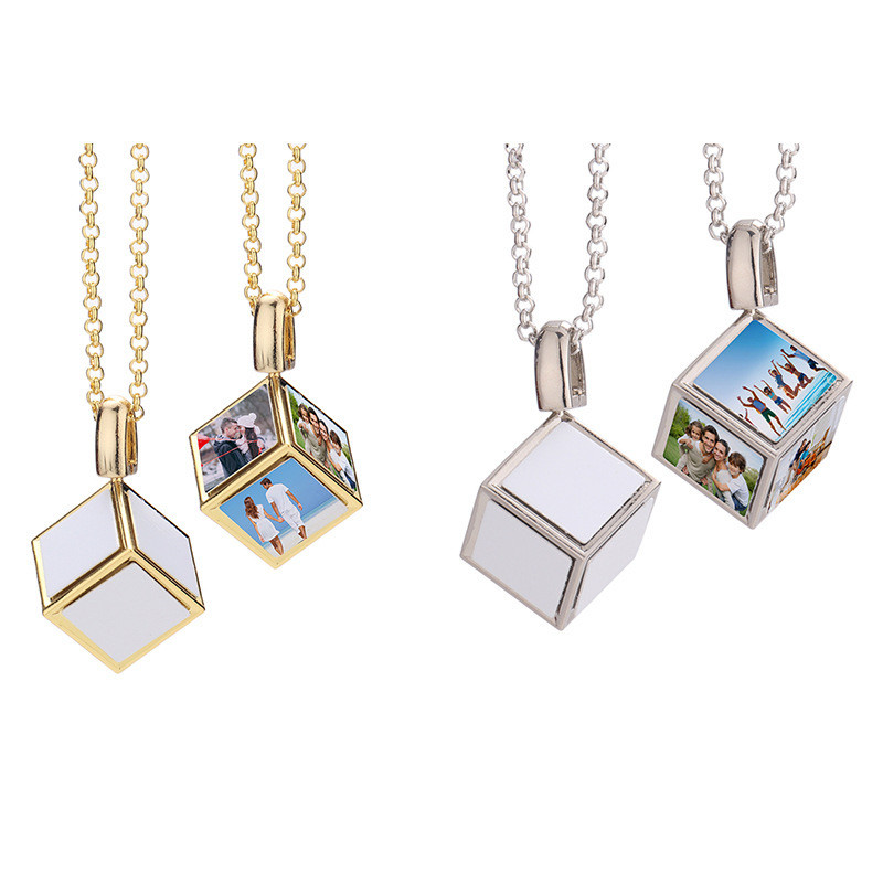 Square Shape Sublimation Dice Pendant Necklace Customized Sublimation Blanks