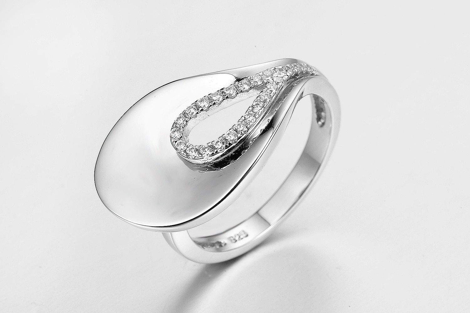 Inregular 925 Silver Engagement Ring Set AAA Cubic Zirconia