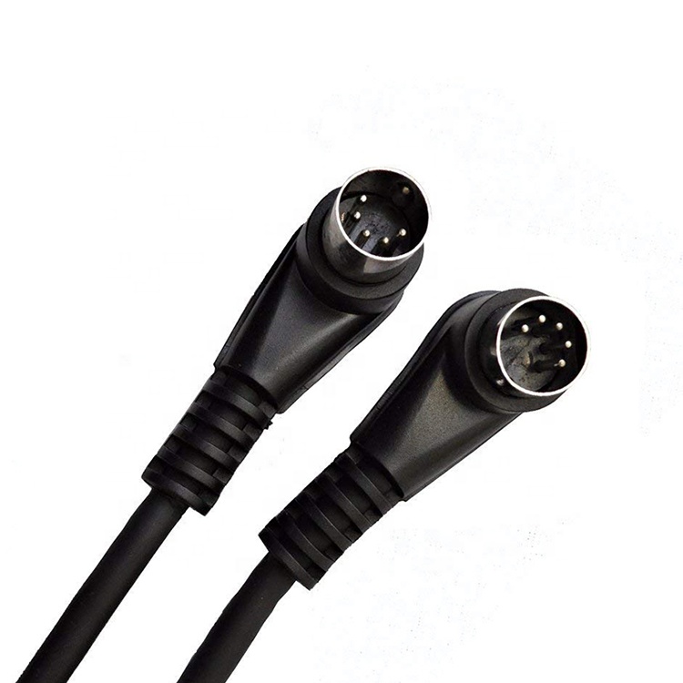 CUSTOM Factory Shield Right Angle Male to Male 5 Pin Din Connector Midi Cable
