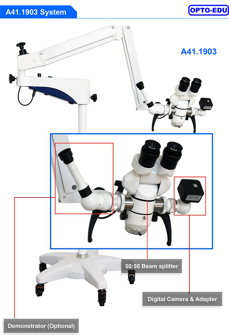 A41.1903 One Head 0-180° Manual Step Zoom Dental Operating Microscope 4.8x -16x