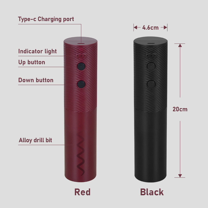 Black Red ABS Rechargeable Electric Bottle Opener 3 Hours Charging Time