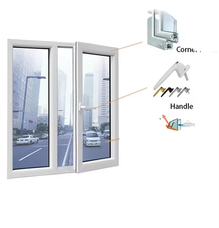 60 Series PVC UPVC Hurricane Impact Casement Windows With Window Screen