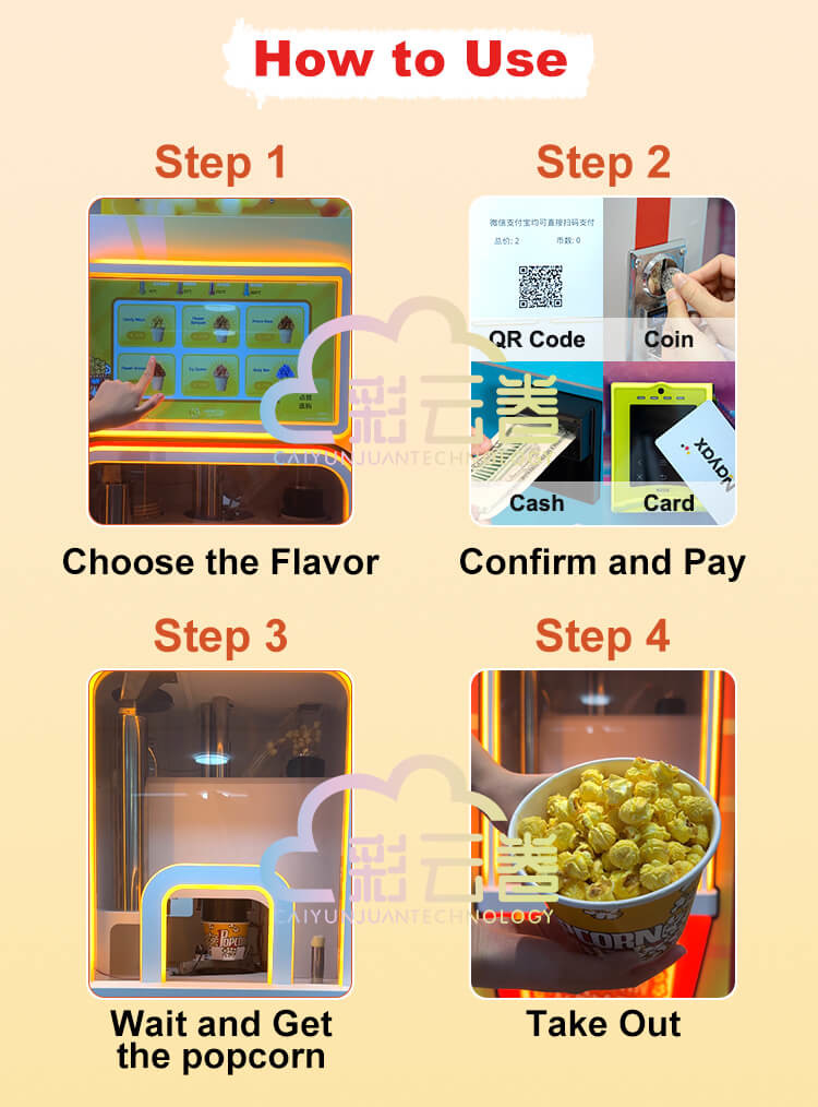 Automated Popcorn Vending Machine Manufacturers 24 Flavors Customized Color