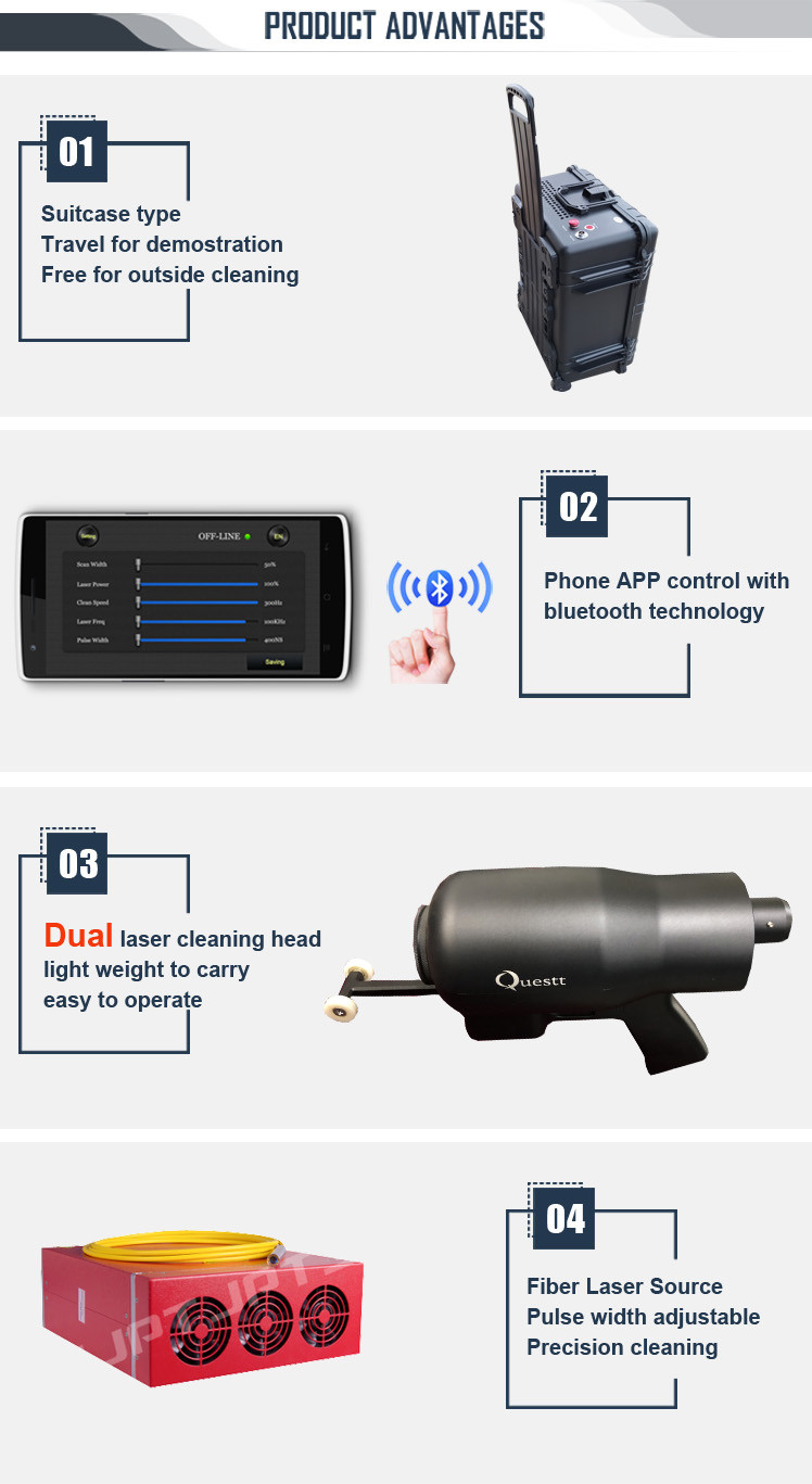 100w 200w 500w 1000w Laser Rust Removal Machine For Metal Stone Surface