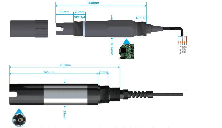 RS485 output online water quality ammonia nitrogen sensor+transmitter