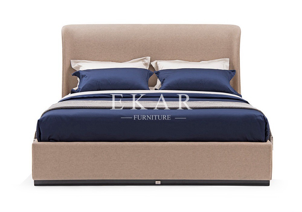Modern Fabric Upholstered Headboard Wooden Divan Bed