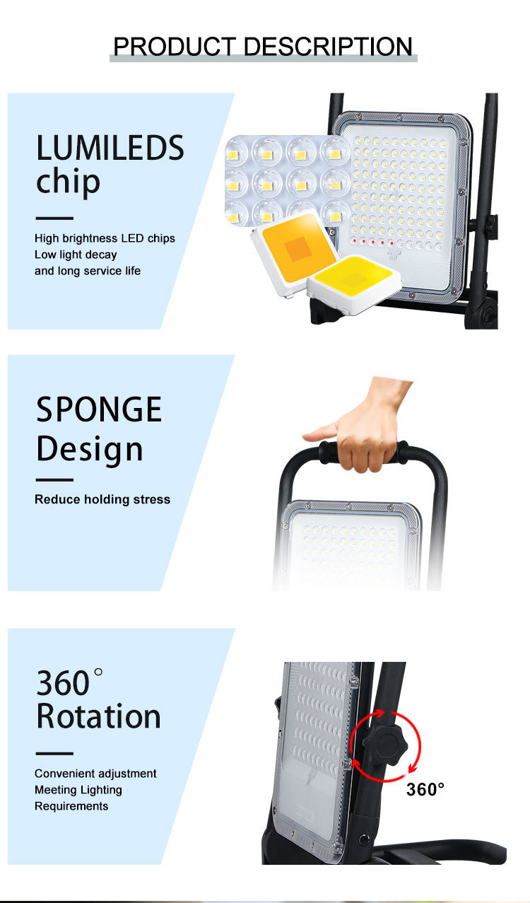12v Ip65 Rechargeable Led Work Light Outdoor USB Emergency Lamp Camping Foldable