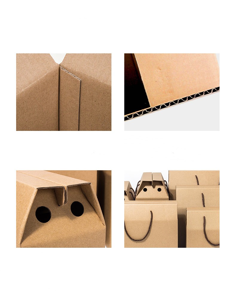 Portable Corrugated Bulk Craft Paper Bags Merchandise Food Fruit Packaging Box