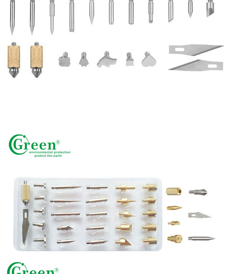 Green PS3301 33 Wood Burning Kit Tips 2 Stencils 12 Colored Pencils