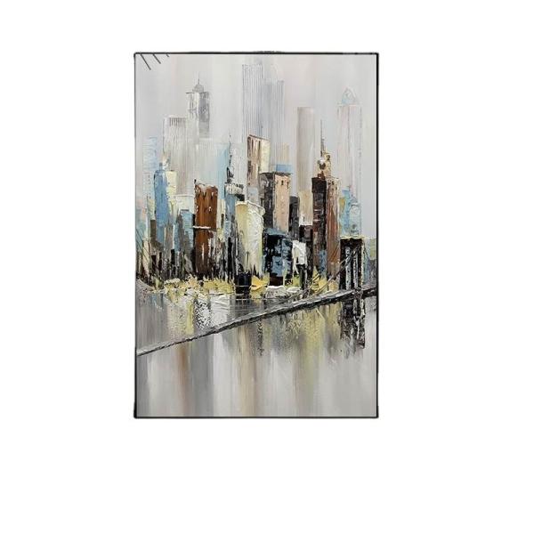 Modern Style Pure Hand Painted Colorful Knife Oil Painting on Canvas for Living