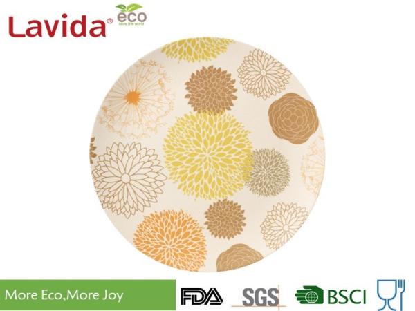 Mixed Colors Non - Odor Bamboo Fibre Plates , Round 8"/20cm Bamboo Recyclable