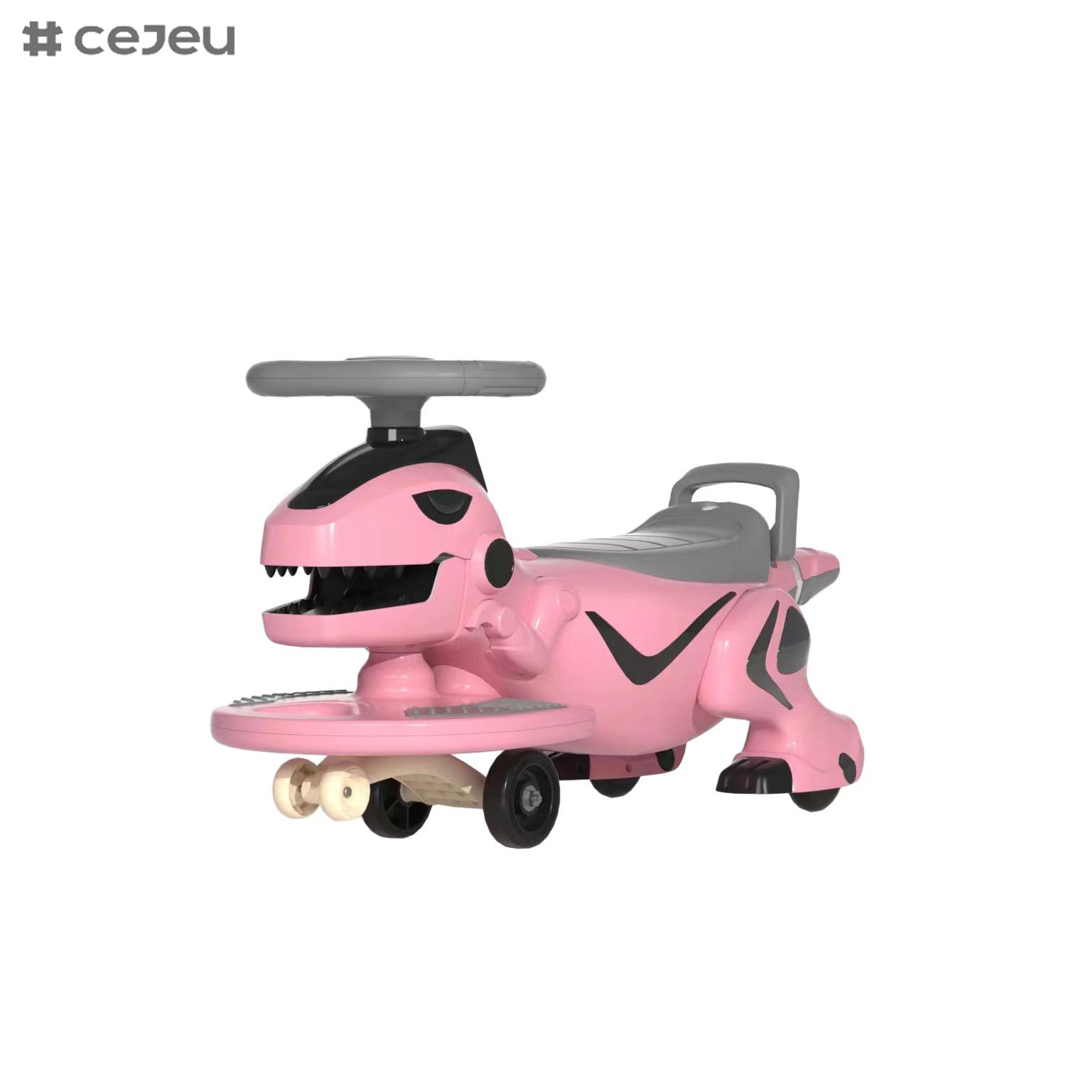 Easy to Use Kids Swing Car: 360° Steering Wheel, Foot to Floor, Silent Wheel, Music & Light