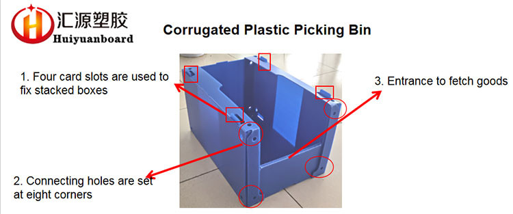 Lightweight Strong Corrugated Plastic Pick Bins 3mm 4mm 5mm Thickness