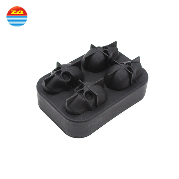 Black Color Silicone Ice Cube Tray With Lid , Refrigerator Round Silicone Ice Molds