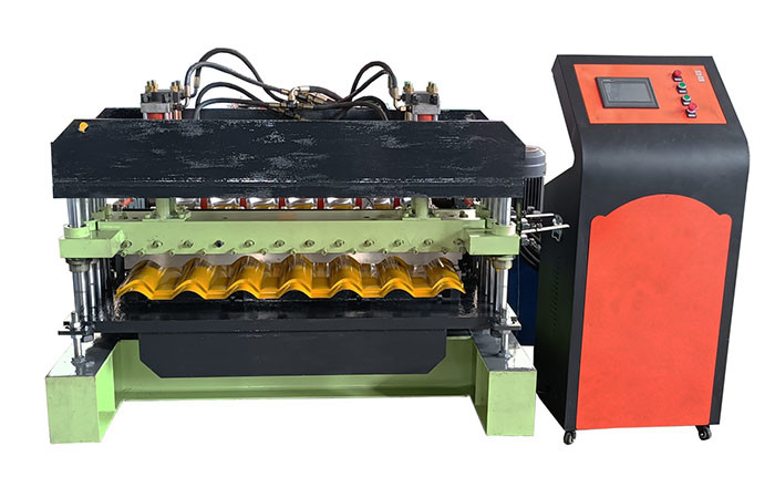 Color Steel Glazed Bamboo Type Roof Tile Roll Forming Machine 3 - 5m / Min