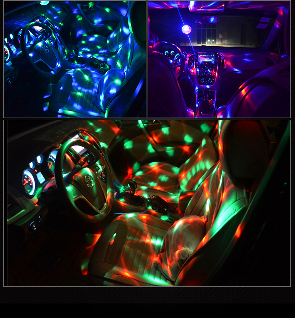 RGB Disco Ball Party Lights DJ Disco Light LED Projector Strobe Lamp Birthday Party Car Club Bar Karaoke Xmas Sound Acti