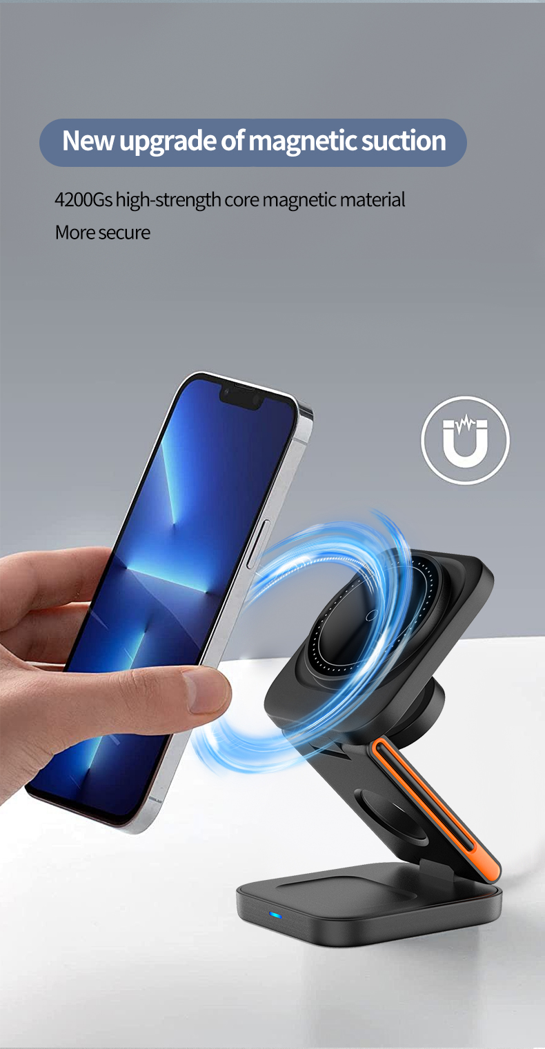 Over Charging Protection 3 In 1 Wireless Charger Stand IPhone And Samsung Watch