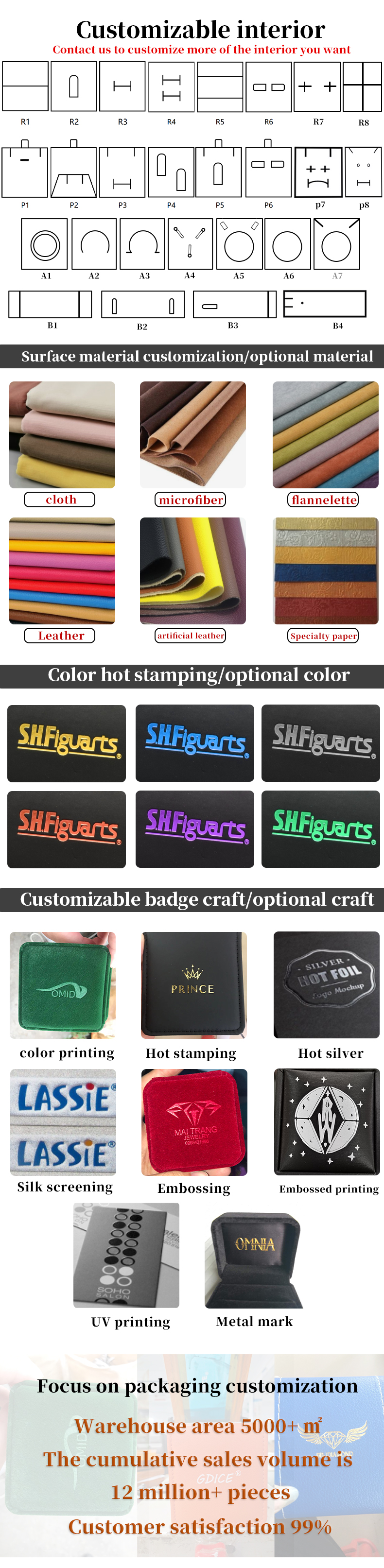 Customization Rectangle Black Flannelette Jewelry Box for Necklaces Bracelets and Rings